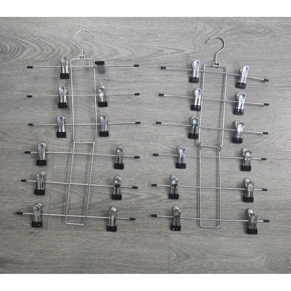VGT Chrome Metal Shirt Pant Skirt Clip Hangers Add-on Hook Stackable LOT of 12